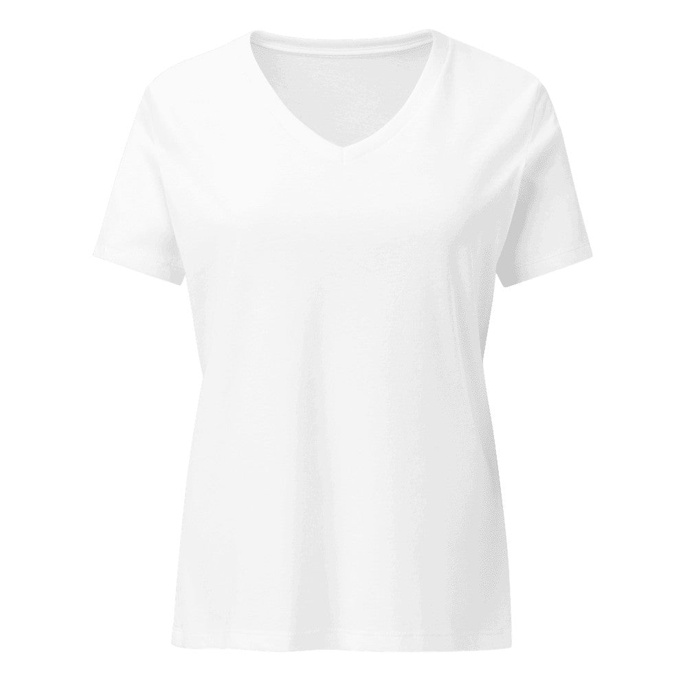 Women's Relaxed Custom V-Neck (Bella+Canvas 6405CVC) - Solid White Blend